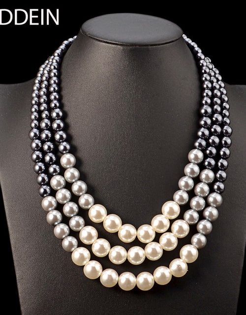 Load image into Gallery viewer, UDDEIN Ethnic statement necklace for women Multi layer simulated pearl jewelry bib beads maxi necklace African bead jewelry
