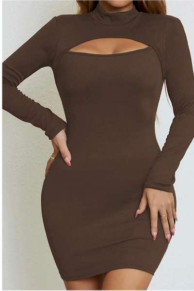 Ribbed Knit Hollow Bodycon Sexy Mini Dress