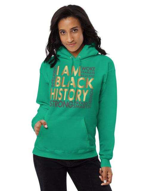 Load image into Gallery viewer, I Am Black History Woke Strong Unisex fleece hoodie
