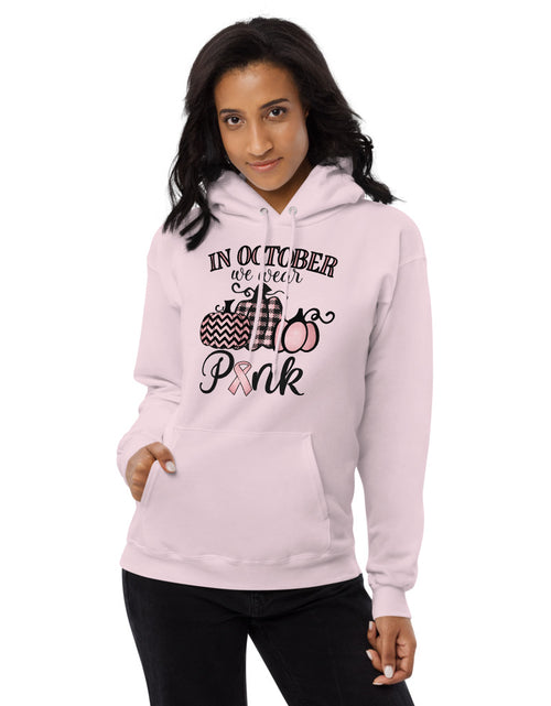 Load image into Gallery viewer, In October We Wear Pink Unisex fleece hoodie
