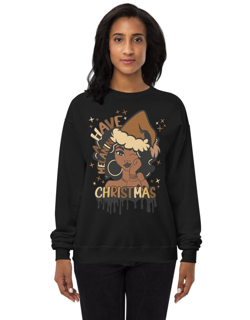 Load image into Gallery viewer, Have A Melanin Christmas Fleece Sweatshirt
