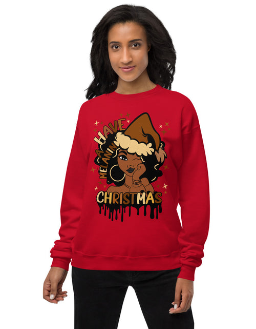 Load image into Gallery viewer, Have A Melanin Christmas Fleece Sweatshirt
