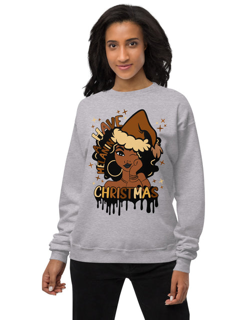 Load image into Gallery viewer, Have A Melanin Christmas Fleece Sweatshirt
