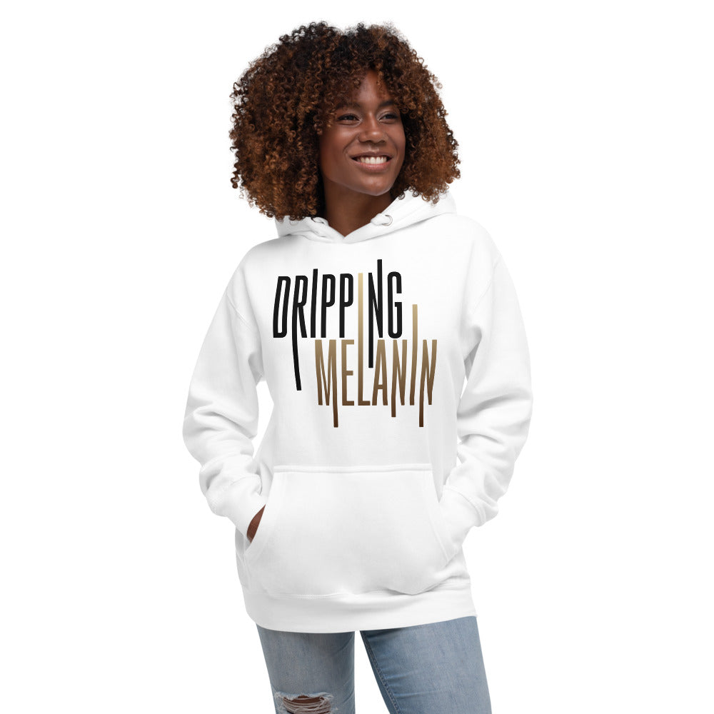 Dripping Melanin White Unisex Hoodie