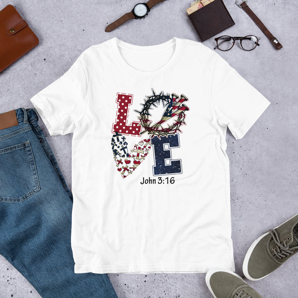 Jesus Love - John 3:16 Short-Sleeve Unisex T-Shirt