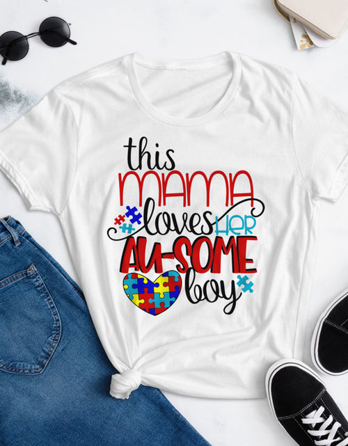 Load image into Gallery viewer, This Mom Love Her Au-Some Boy Women&#39;s short sleeve t-shirt
