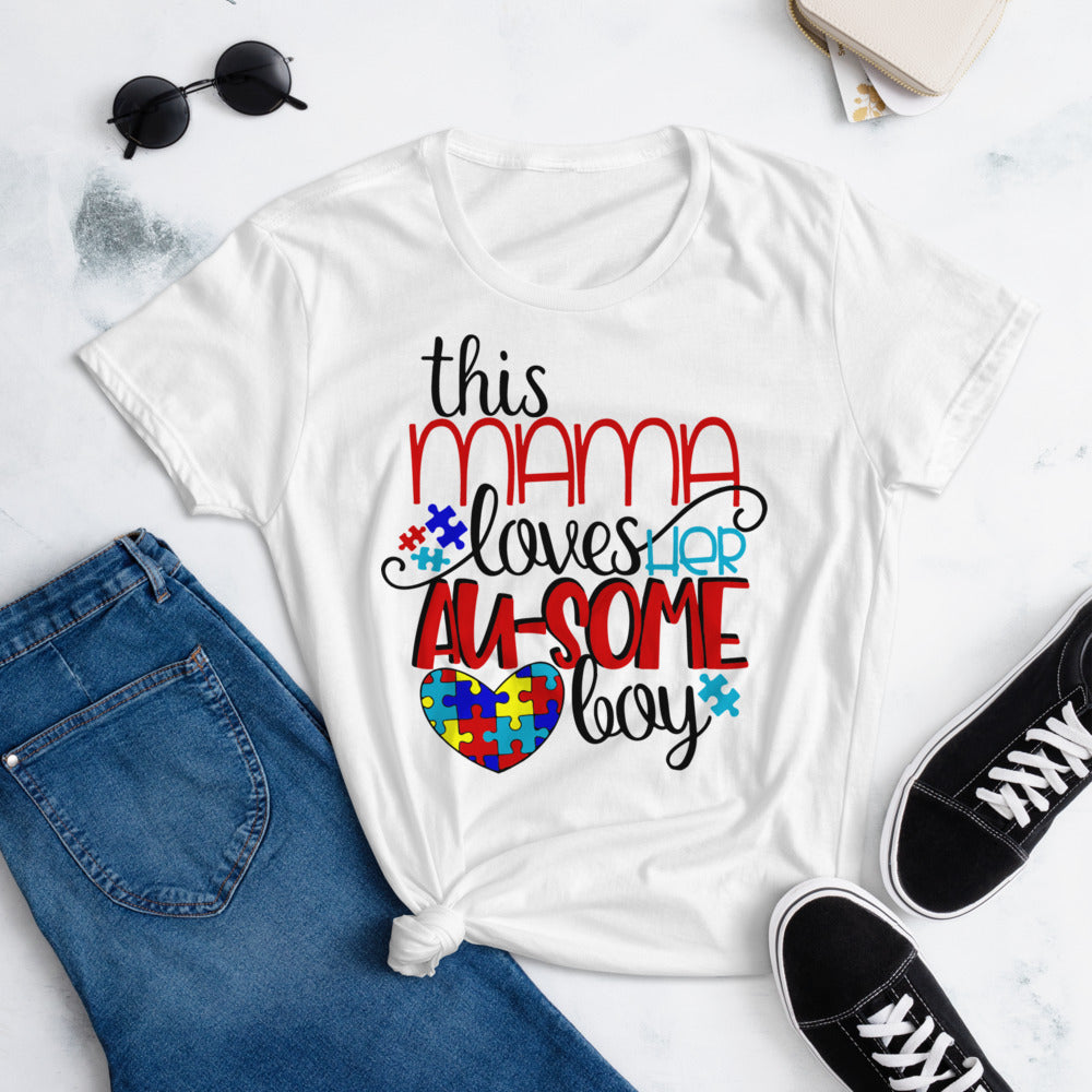 This Mom Love Her Au-Some Boy Women's short sleeve t-shirt