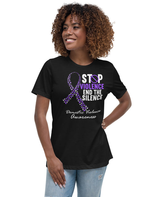 Load image into Gallery viewer, Stop Domestic Violence Women&#39;s Relaxed T-Shirt
