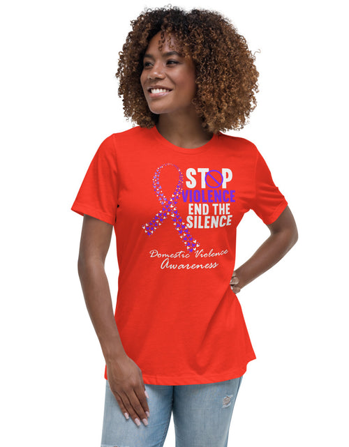 Load image into Gallery viewer, Stop Domestic Violence Women&#39;s Relaxed T-Shirt
